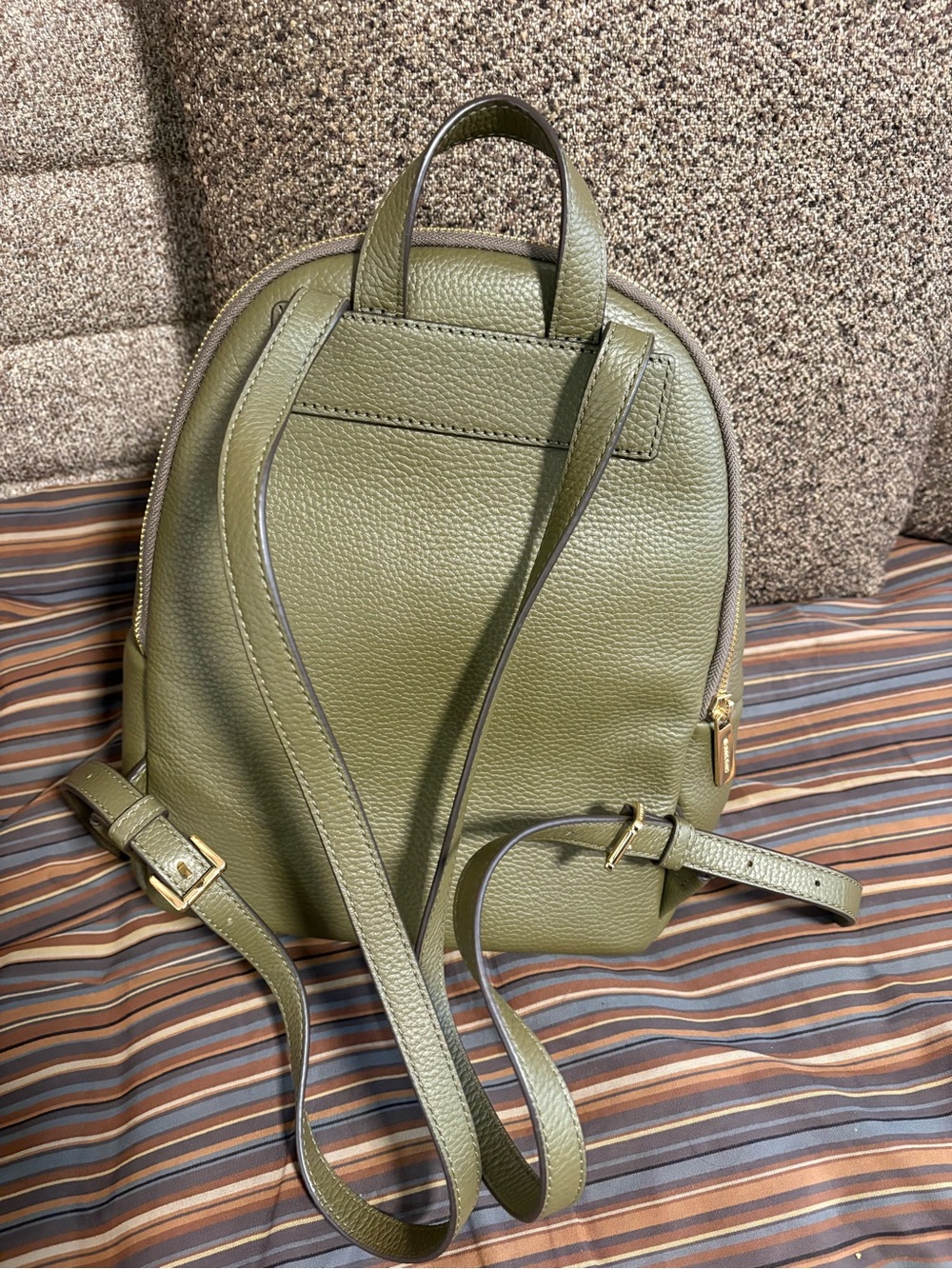 Michael Kors Olive Green Pebbled Leather Mini Backpack - Picture 2 of 5